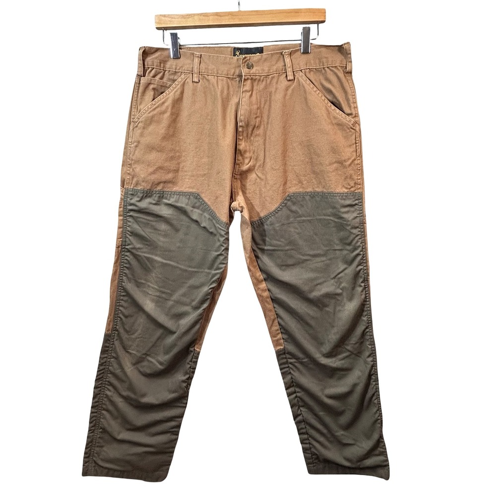 Browning Men 36x32 Canvas Upland Field Pant Tan Olive Reinforced Hunting Trouser